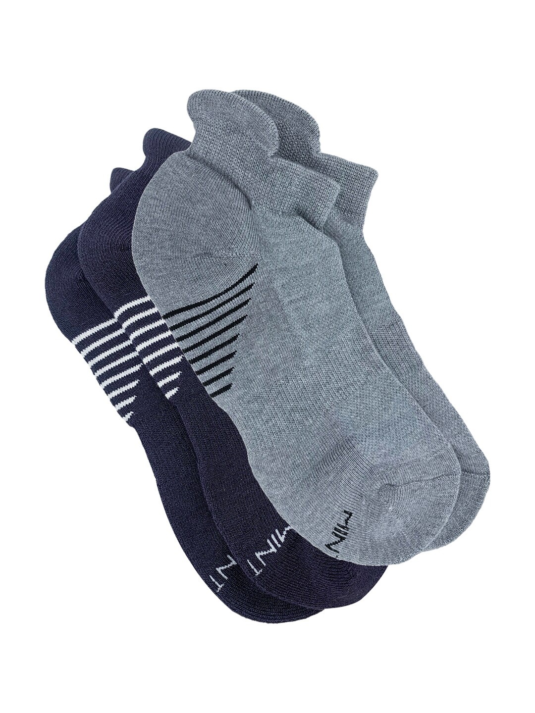 

Mint & Oak Men Pack Of 2 Patterned Ankle Length Socks, Grey