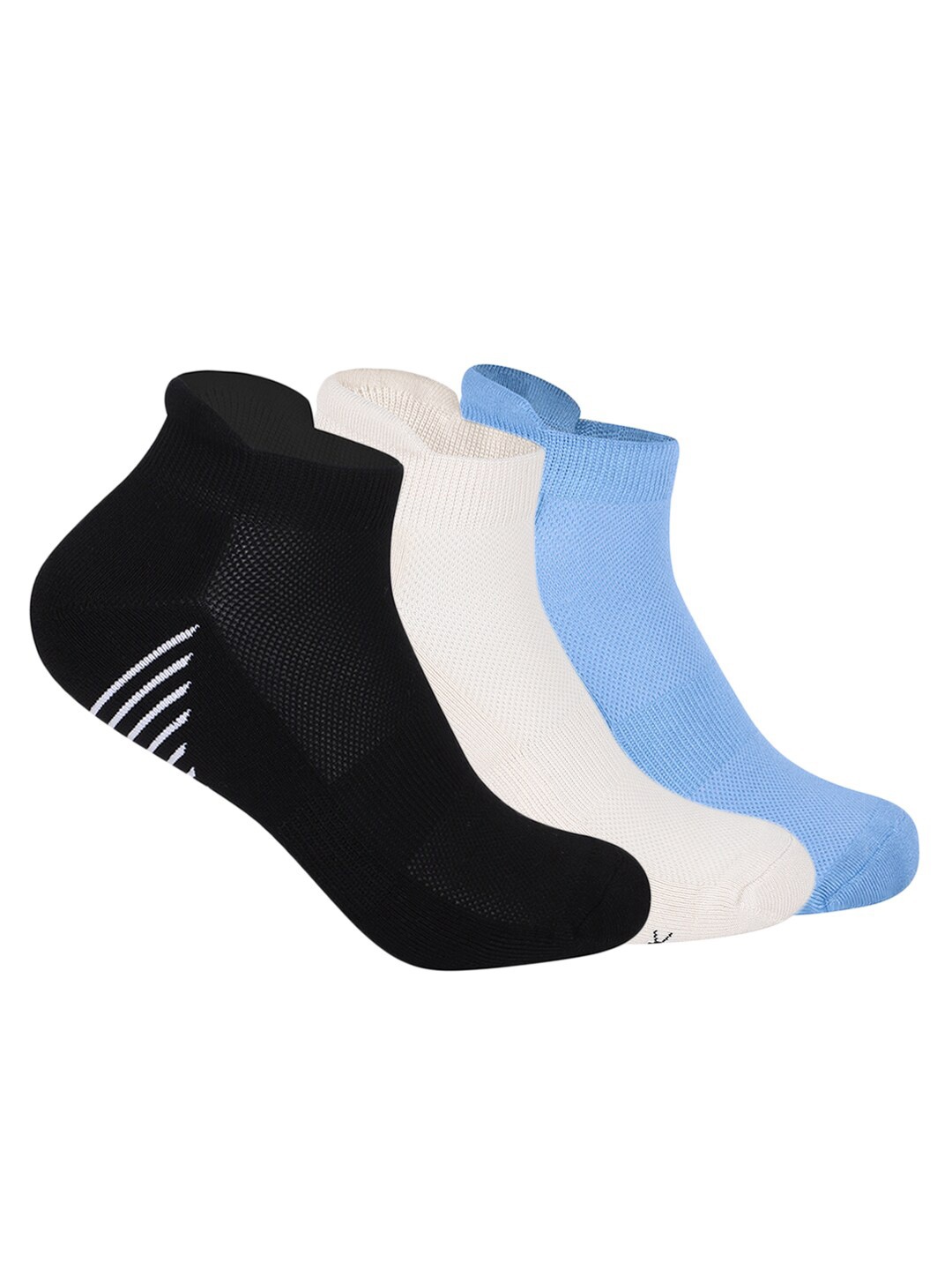 

Mint & Oak Men Pack Of 3 Patterned Ankle Length Socks, Blue