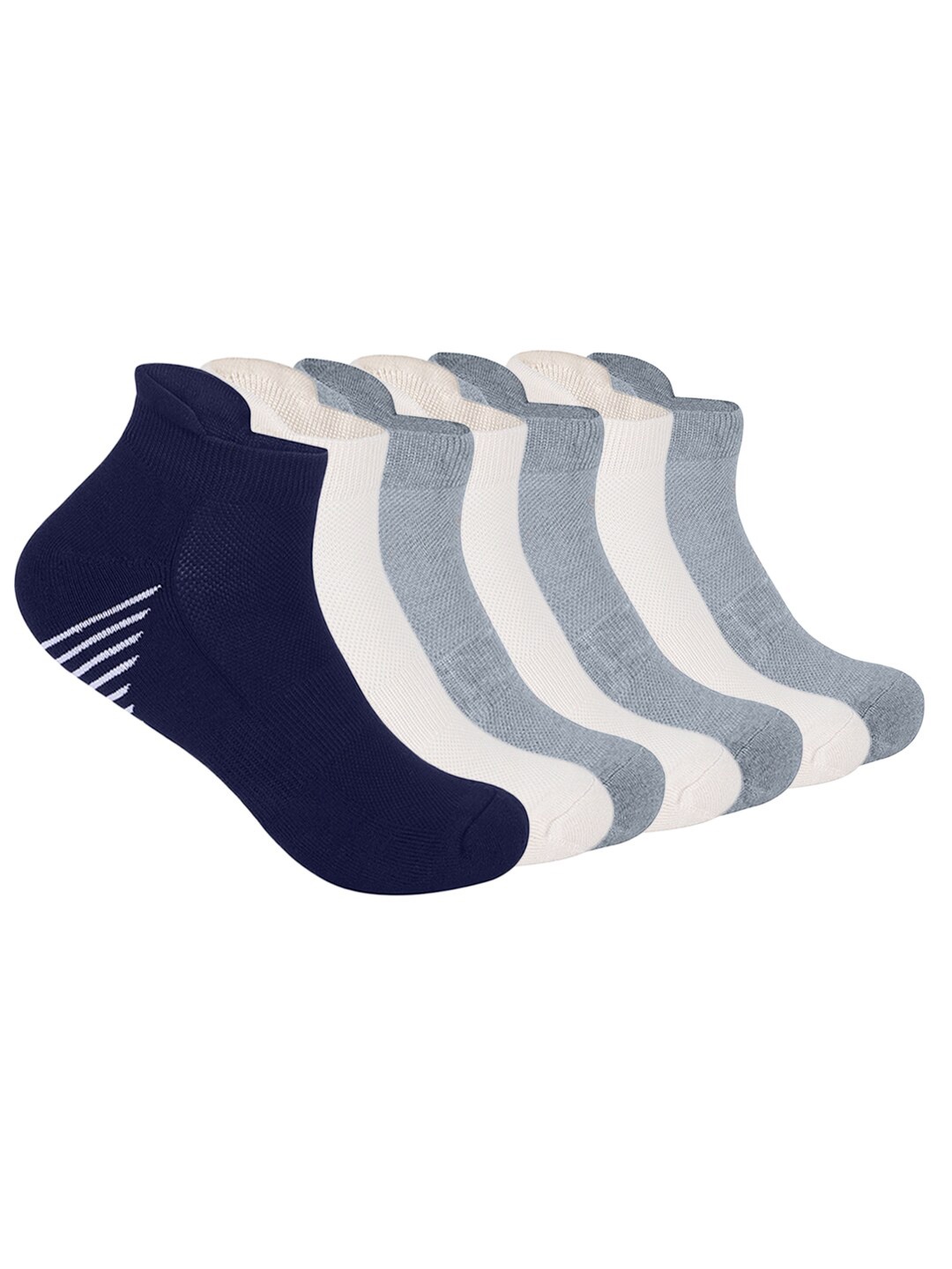 

Mint & Oak Men Pack Of 7 Moisture Wicking Ankle-Length Socks, Grey