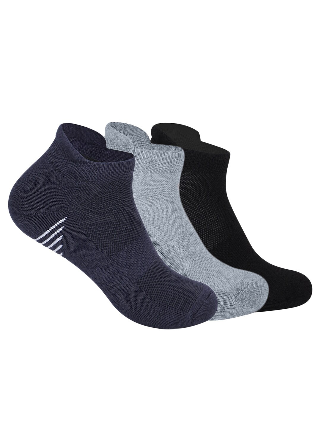 

Mint & Oak Men Pack Of 3 Patterned Ankle-Length Socks, Blue