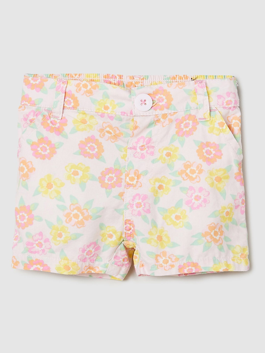 

max Infants Girls Floral Printed Pure Cotton Shorts, White