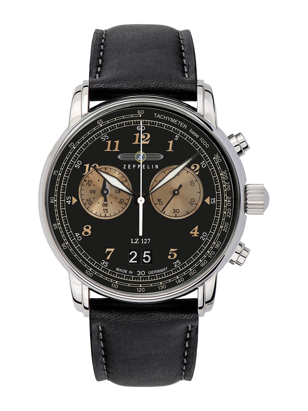 

ZEPPELIN Men Round Dial & Leather Straps Analogue Watch 86842, Black