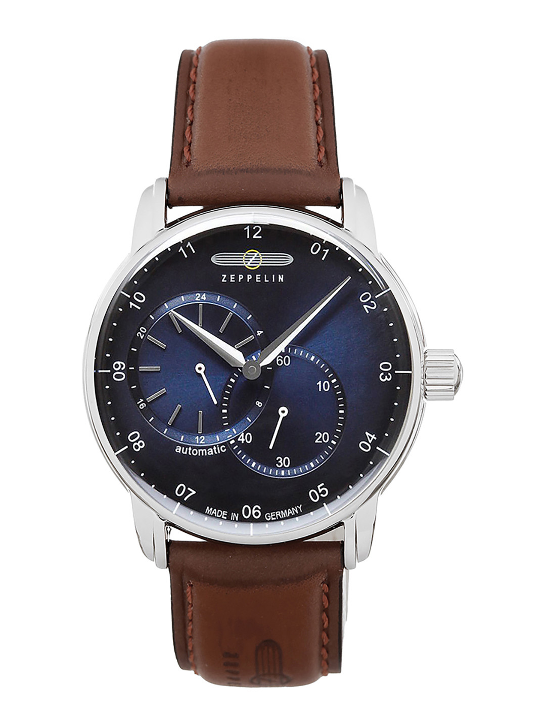 

ZEPPELIN New Captains Line Leather Straps Analogue Automatic Motion Powered Watch 86623, Blue