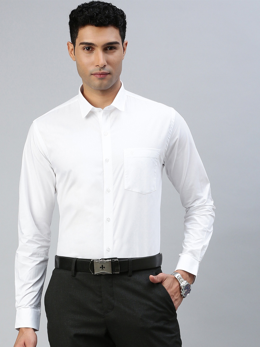 

Ramraj Spread Collar Pure Cotton Formal Shirt, White