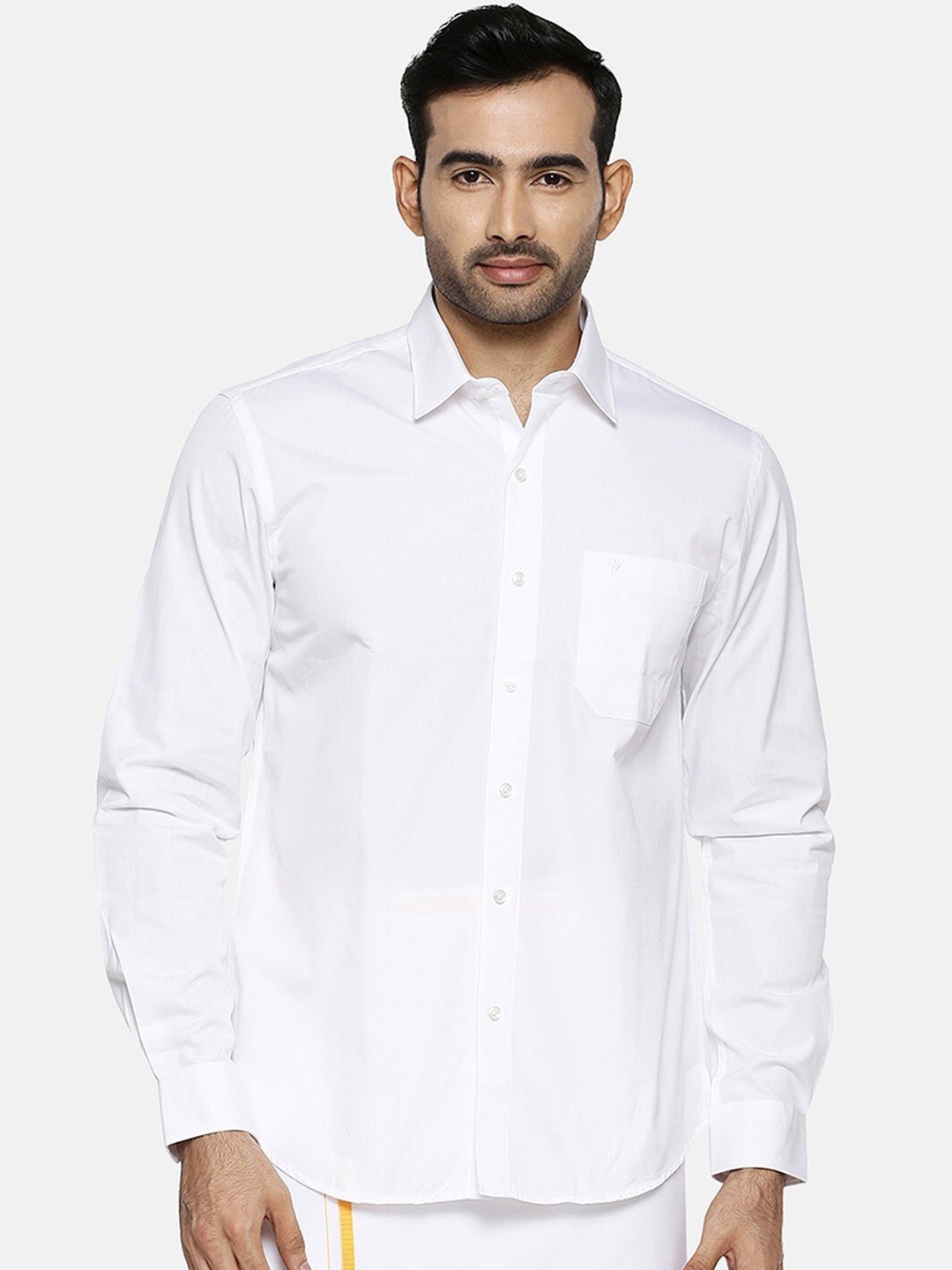 

Ramraj Spread Collar Pure Cotton Casual Shirt, White