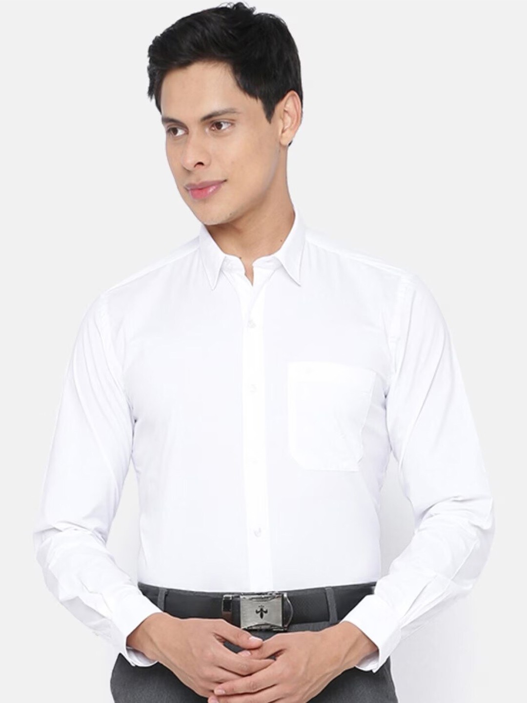 

Ramraj Spread Collar Pure Cotton Casual Shirt, White