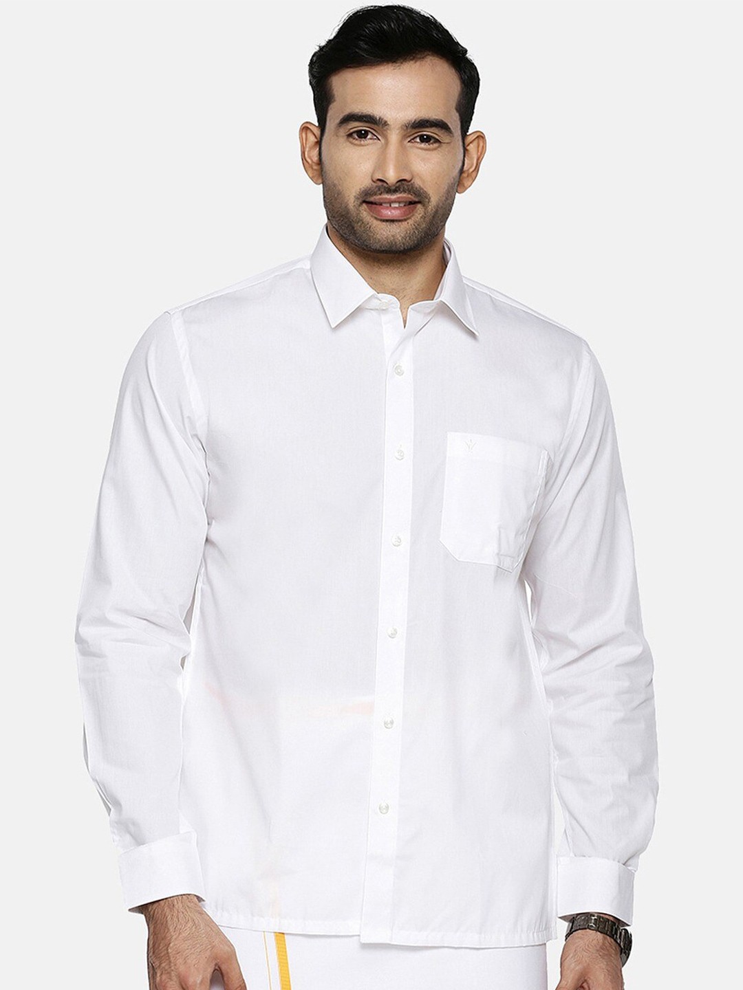 

Ramraj Spread Collar Pure Cotton Casual Shirt, White