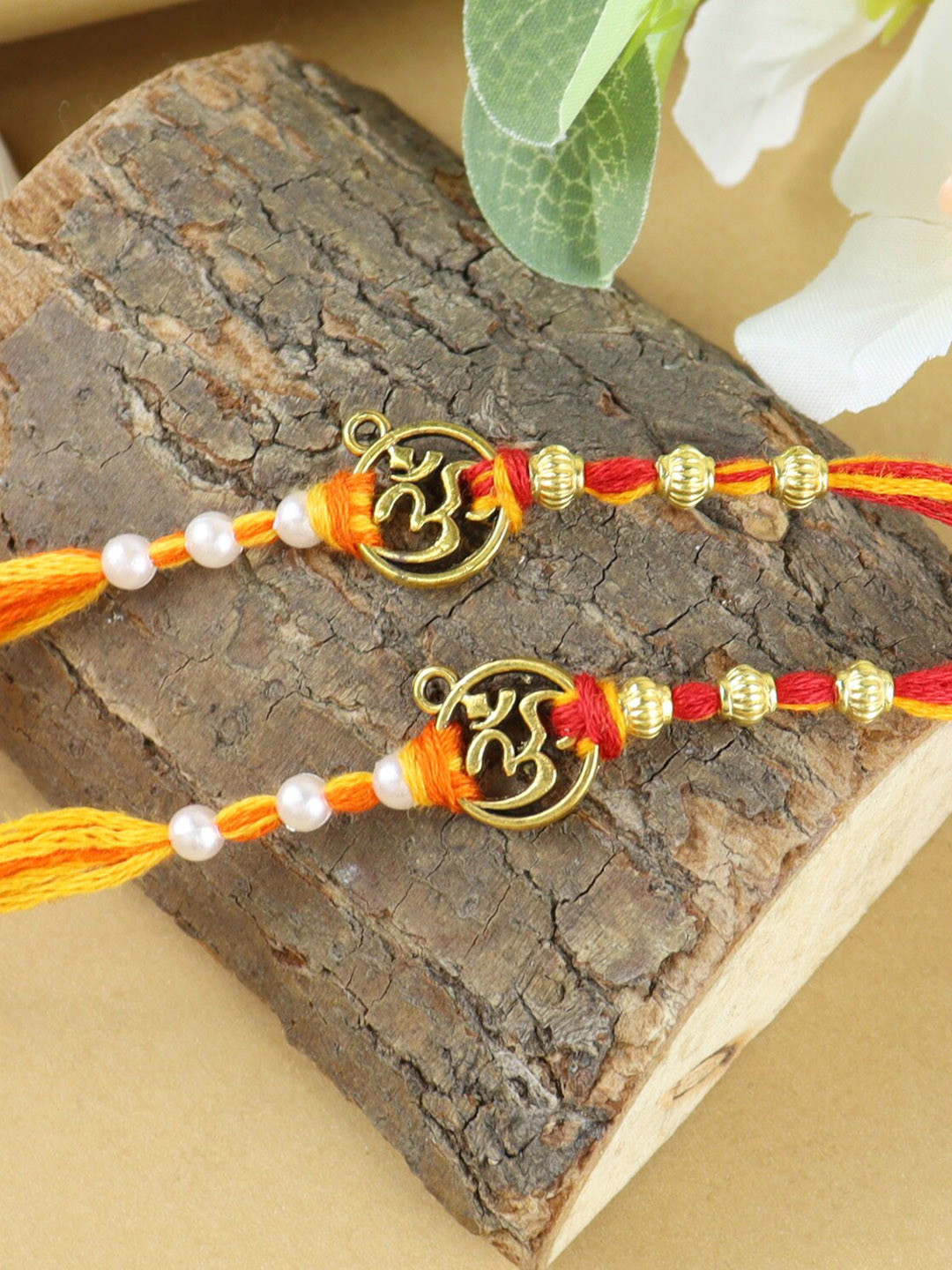 

Asthetika Men Set Of 2 OM Classic Traditional Rakhi, Red