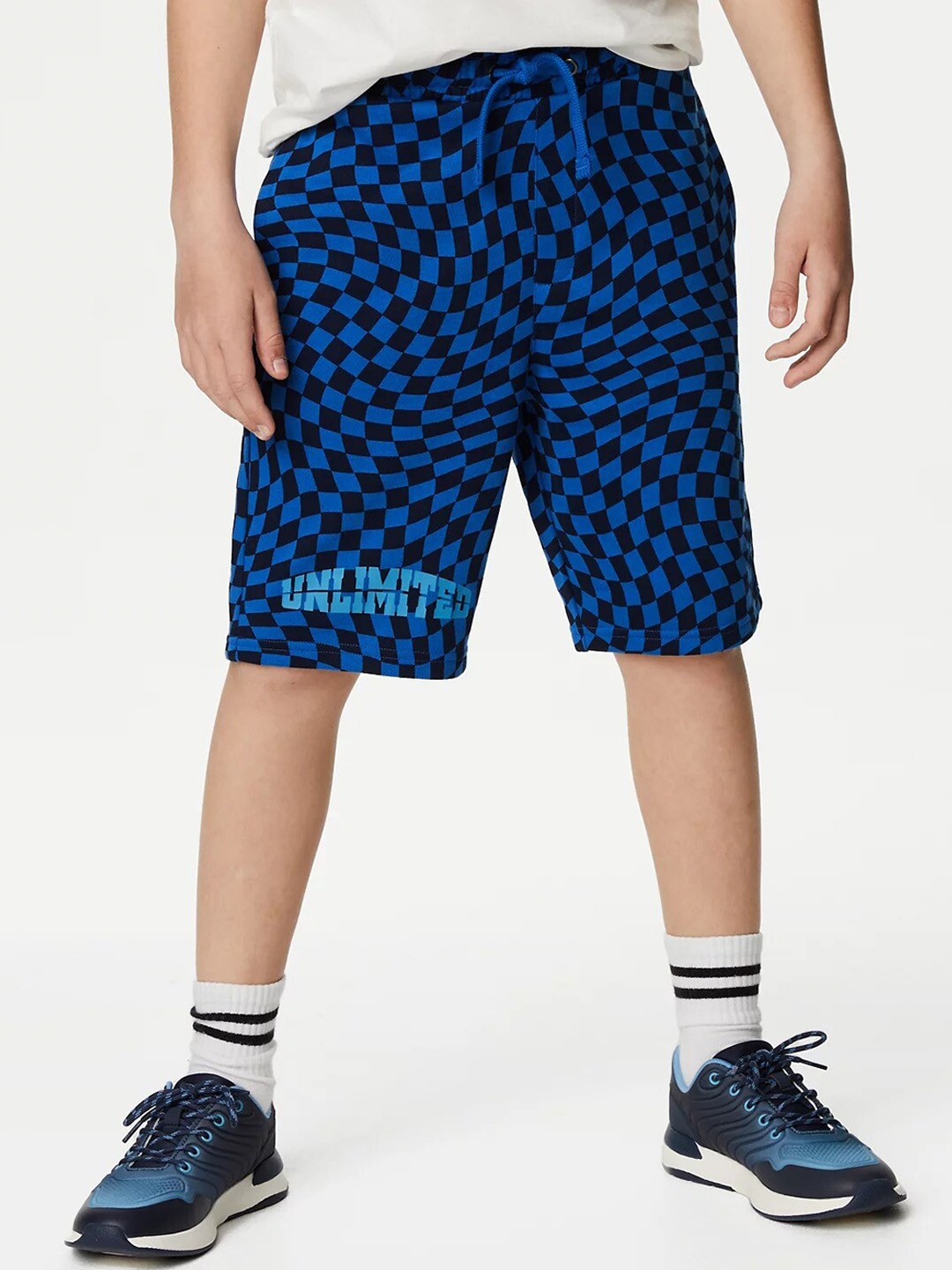 

Marks & Spencer Boys Checked Mid Rise Cotton Shorts, Blue