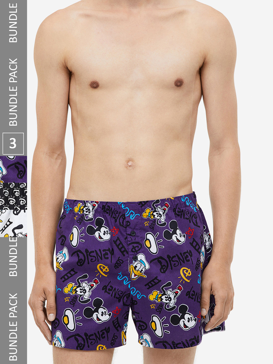 

H&M 3-Pack Woven Cotton Boxer Shorts, Purple