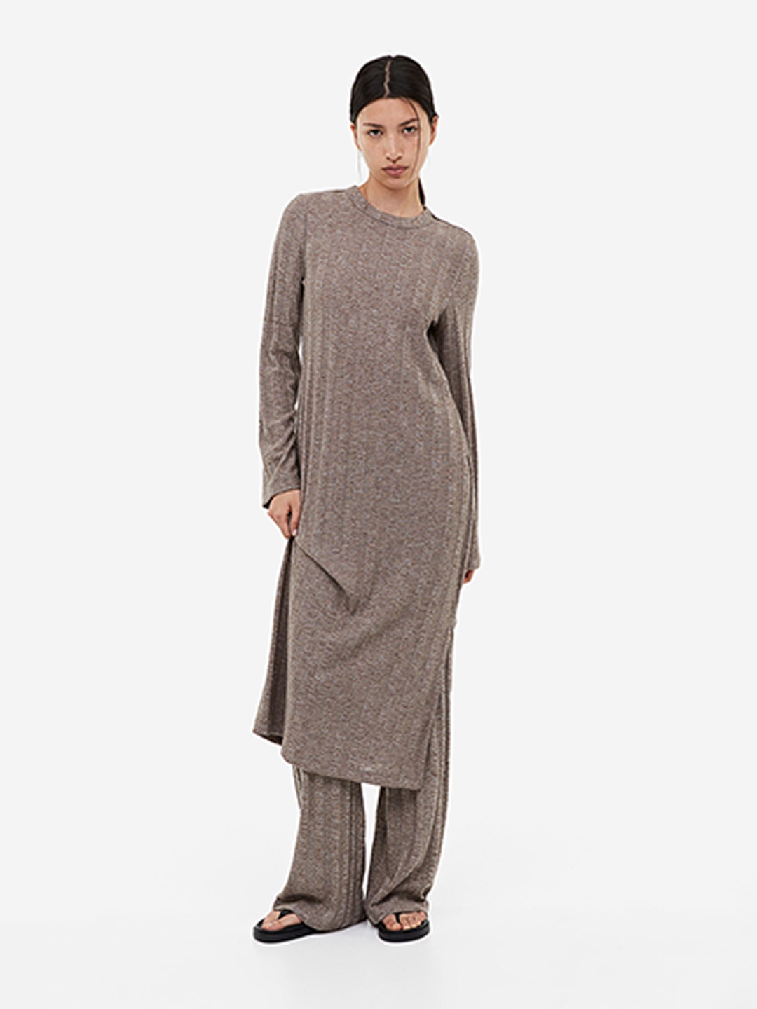 

H&M Rib-Knit Dress, Beige