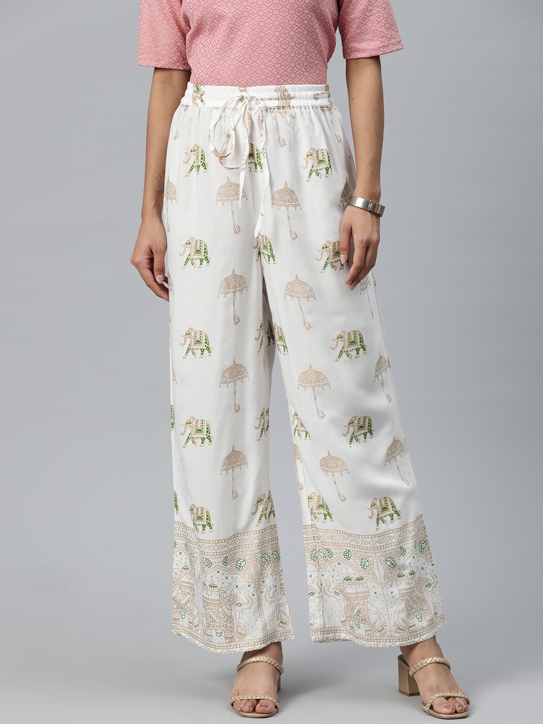 

Readiprint Fashions Ethnic Motifs Printed Ethnic Palazzos, White