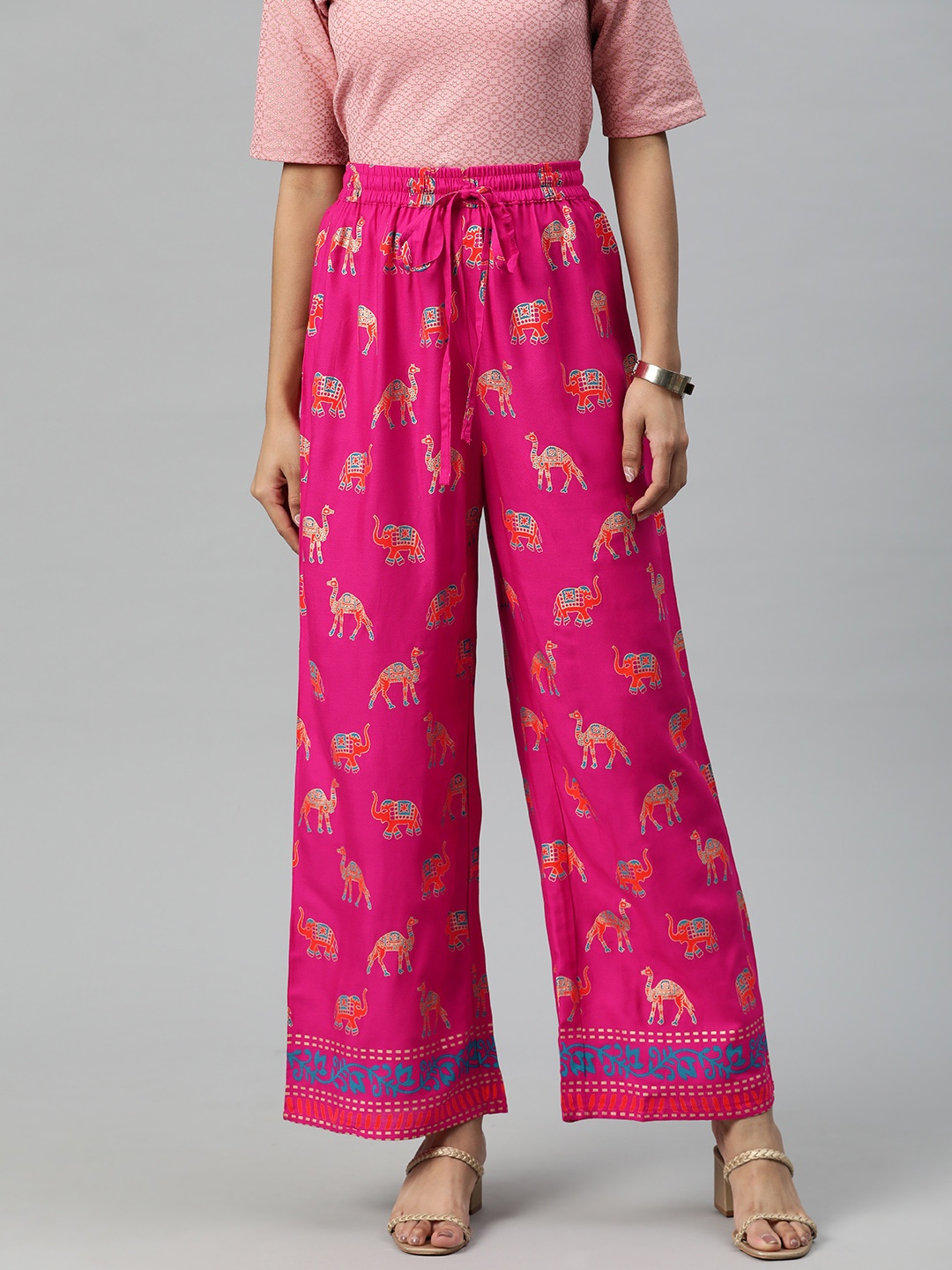 Readiprint Ethnic Motifs Printed Ethnic Palazzos, Magenta