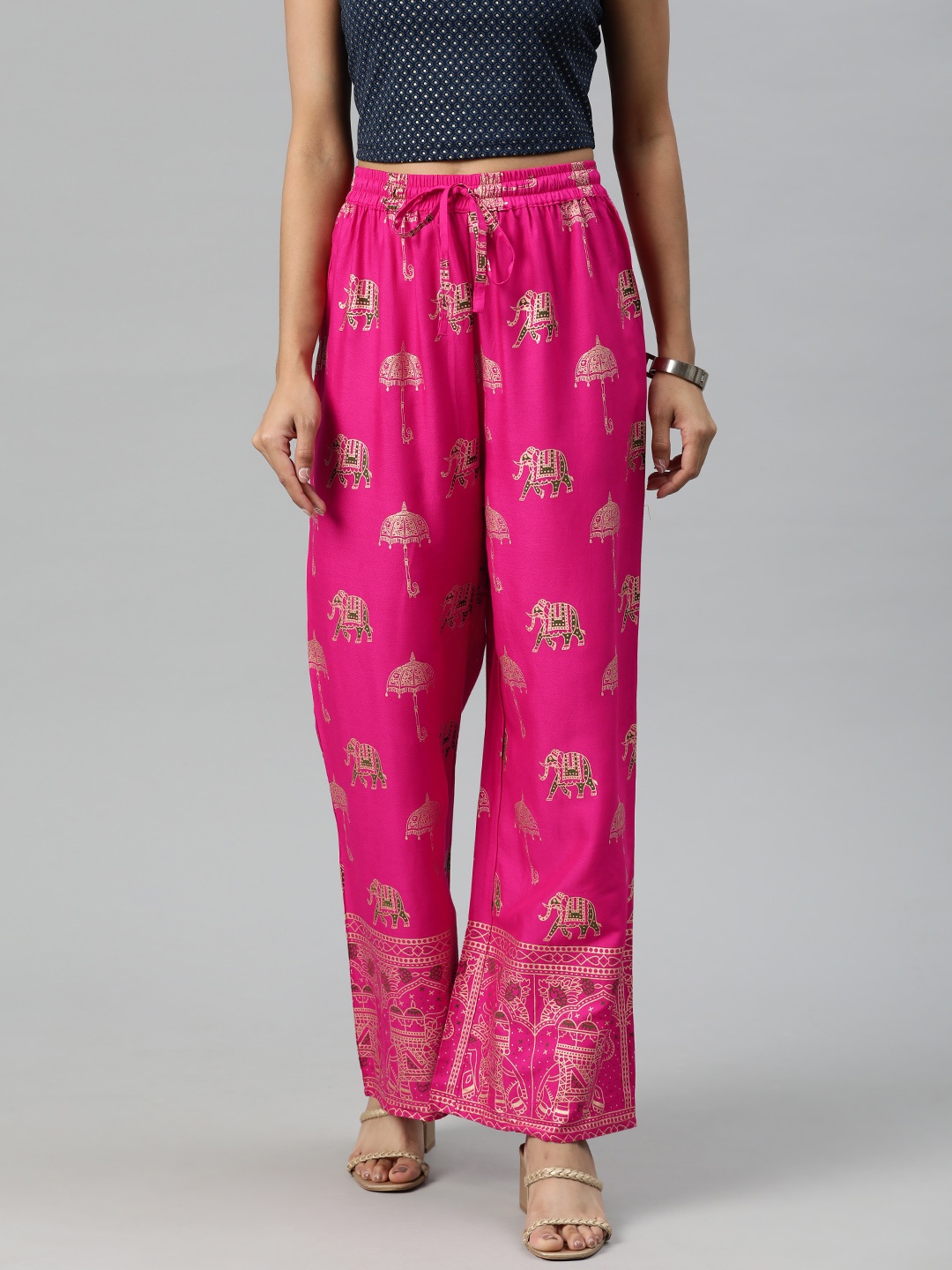 Readiprint Ethnic Motifs Printed Ethnic Palazzos, Pink