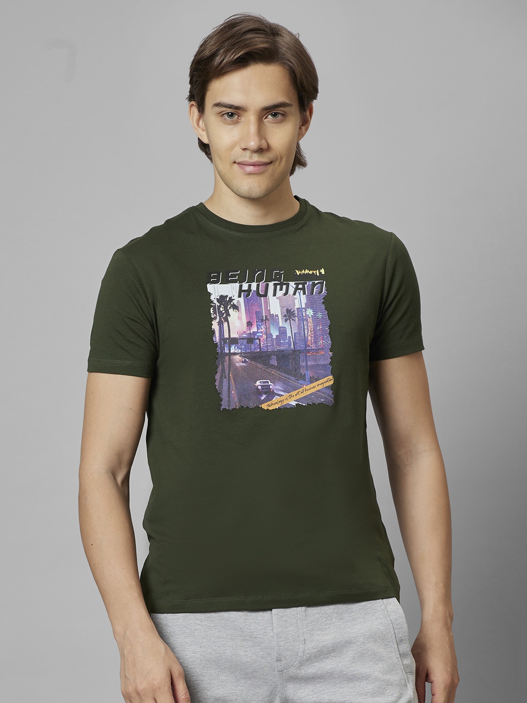 

Being Human Printed T-shirt, Olive