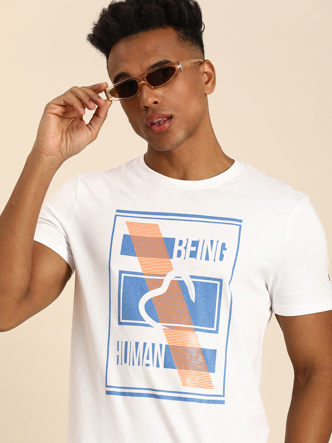 

Being Human Brand Logo Printed Pure Cotton T-shirt, White