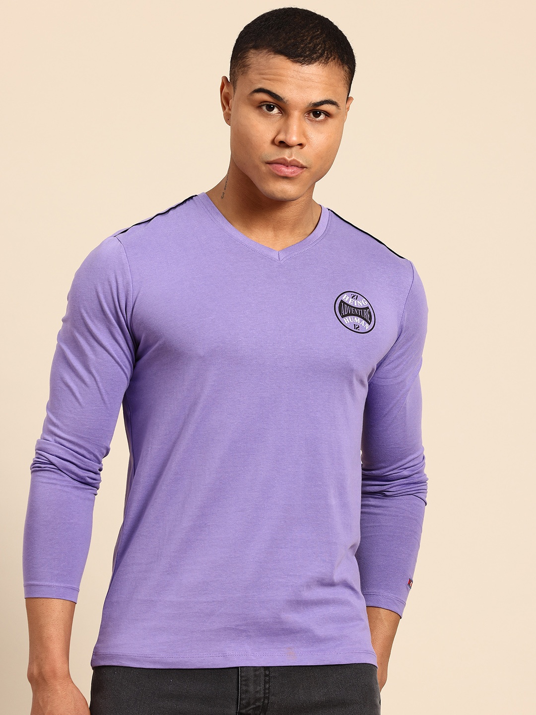 

Being Human Pure Cotton Regular Fit T-shirt, Purple