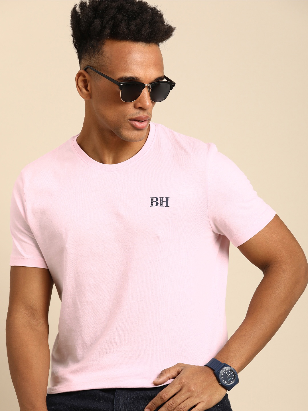 

Being Human Brand Logo Printed Pure Cotton T-shirt, Pink