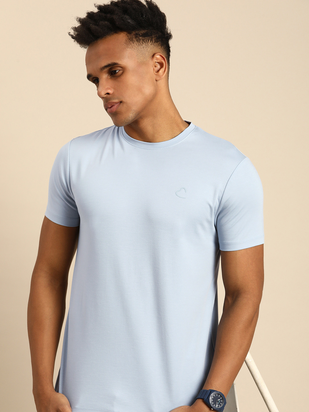 

Being Human Solid Regular Fit Casual T-shirt, Blue