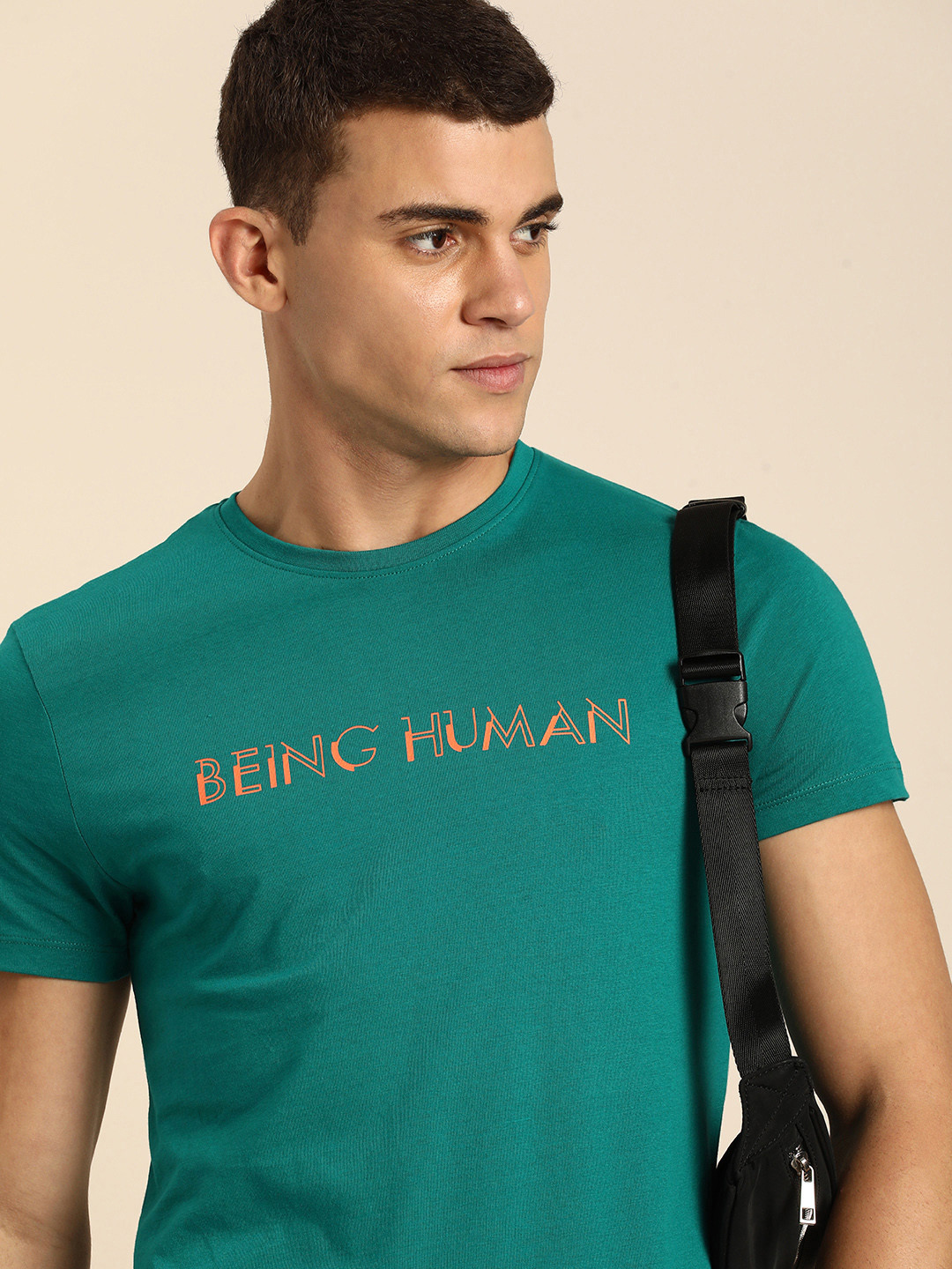 

Being Human Pure Cotton T-shirt with Printed Detail, Green
