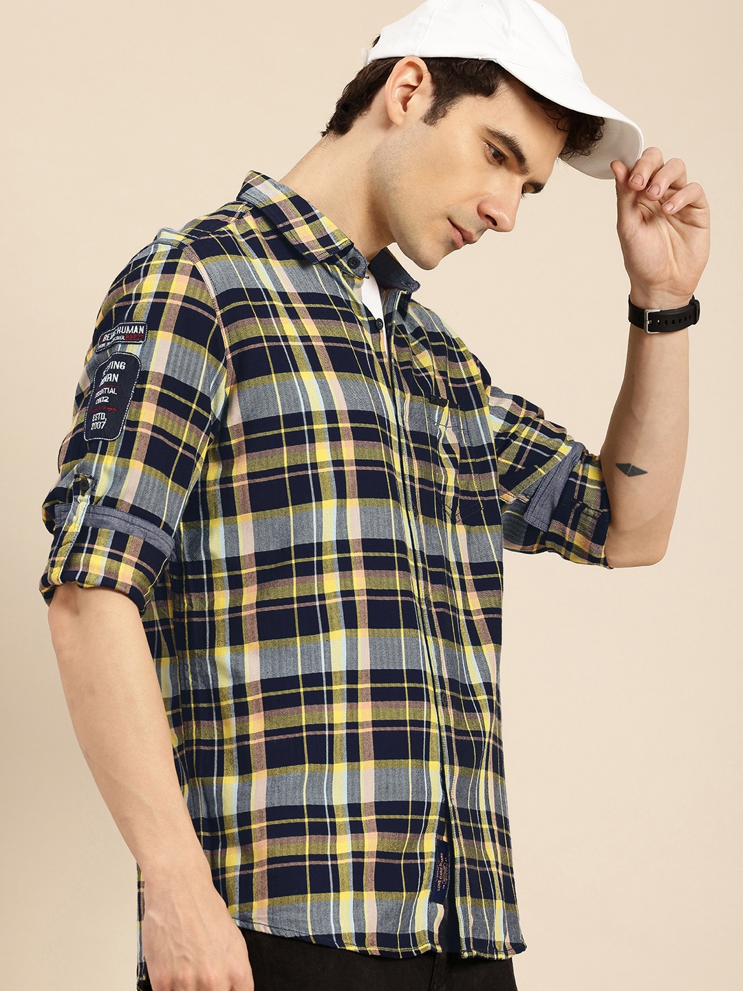 

Being Human Slim Fit Tartan Checked Casual Shirt, Navy blue