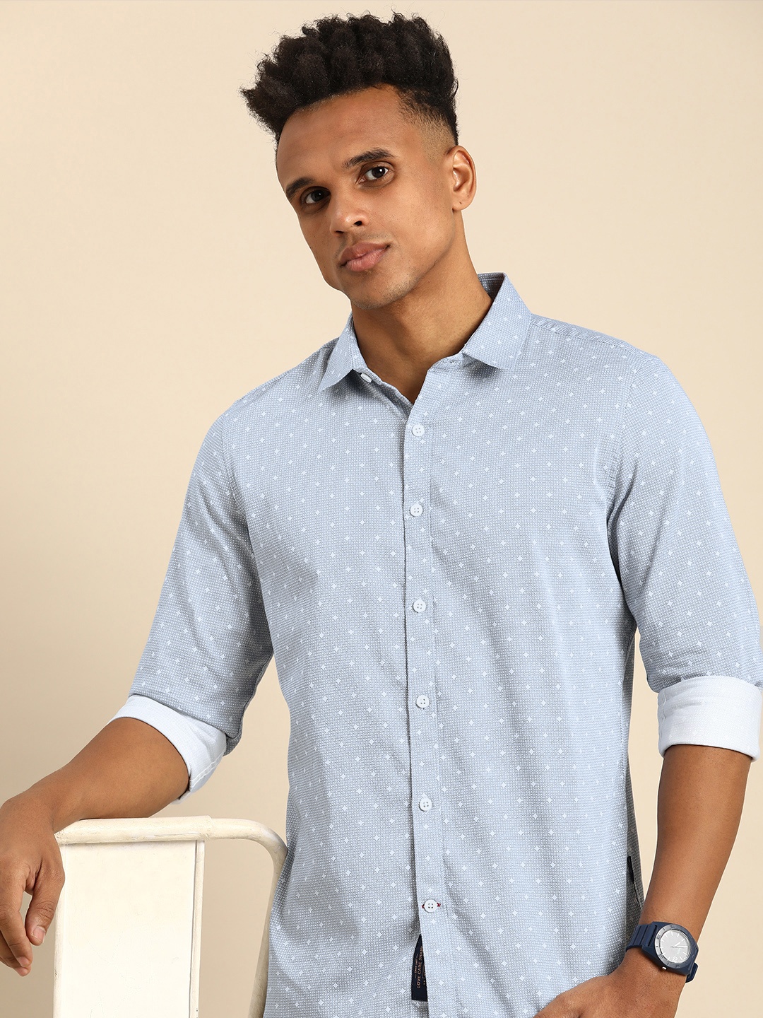 

Being Human Slim Fit Floral Printed Pure Cotton Casual Shirt, Blue