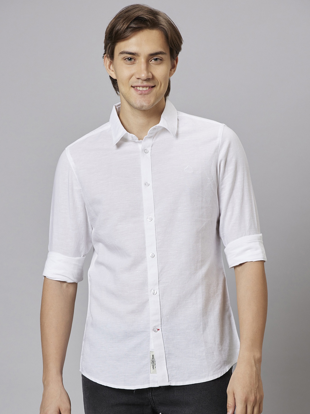 

Being Human Linen Cotton Slim Fit Opaque Casual Shirt, White