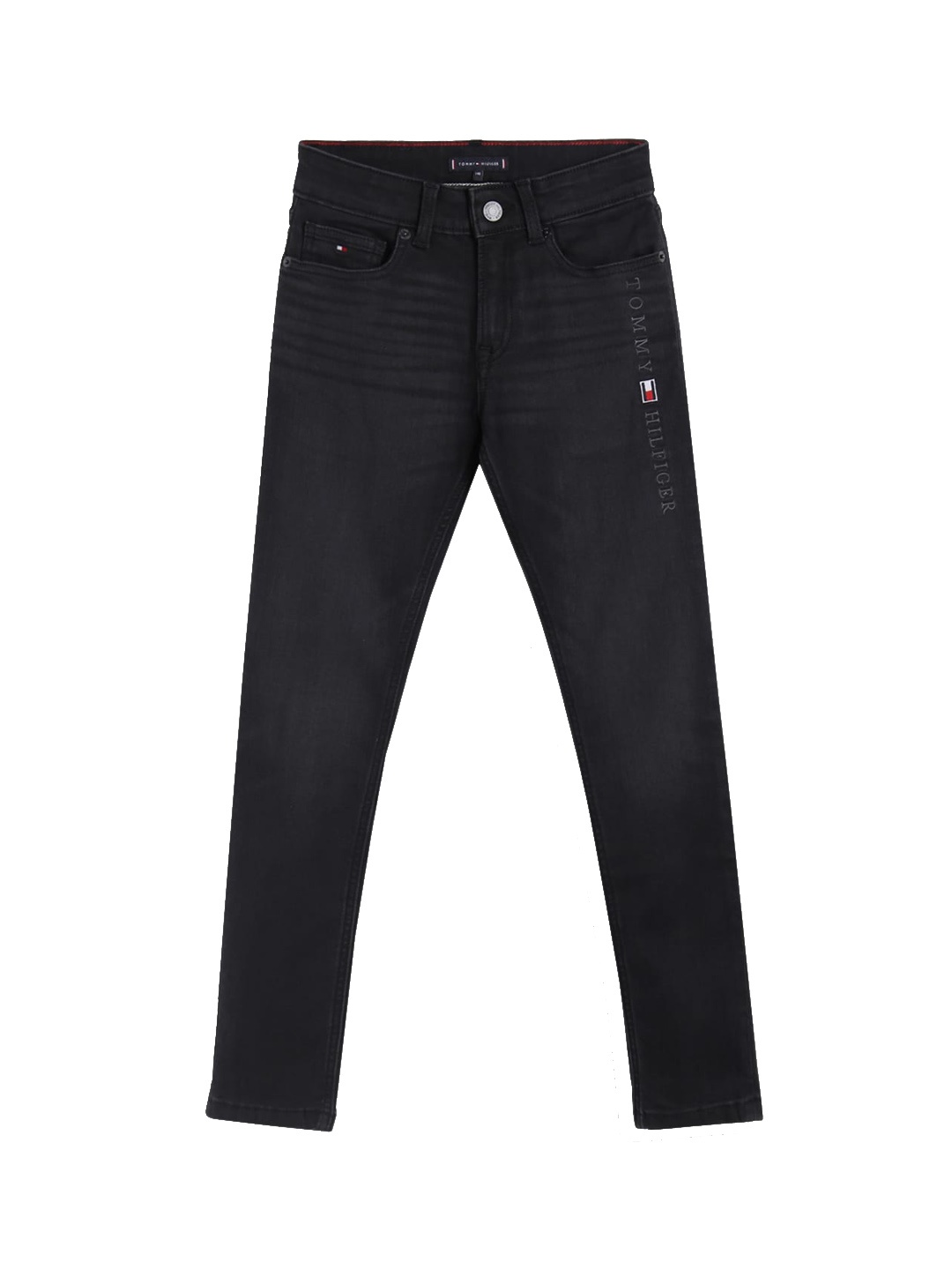 

Tommy Hilfiger Boys Mid Rise Clean Look Whiskers Stretchable Jeans, Black