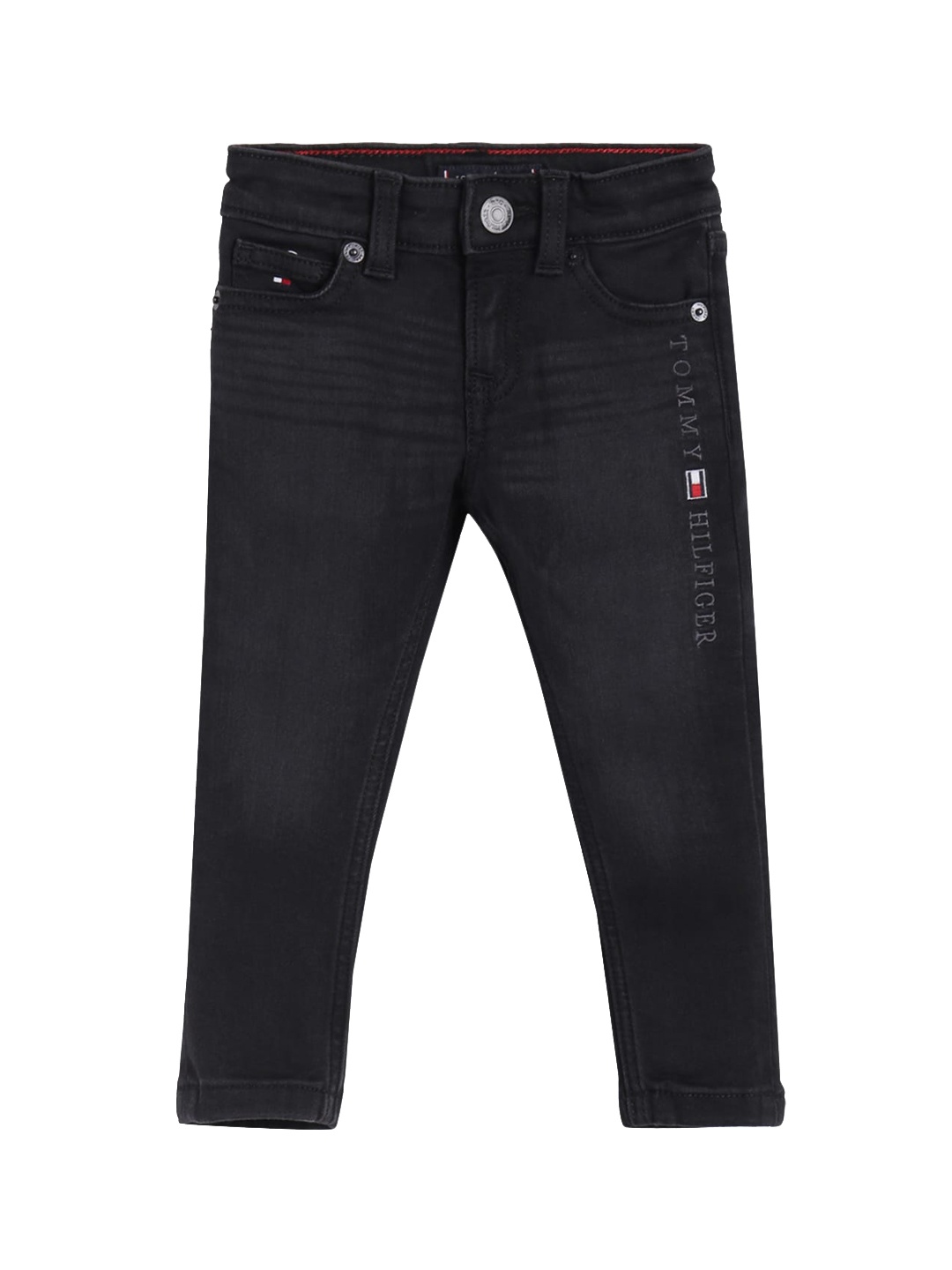 

Tommy Hilfiger Boys Mid Rise Clean Look Whiskers Stretchable Jeans, Black