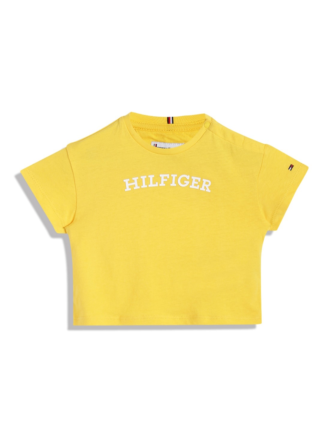 

Tommy Hilfiger Girls Round Neck Regular Fit Pure Cotton T-shirt, Yellow