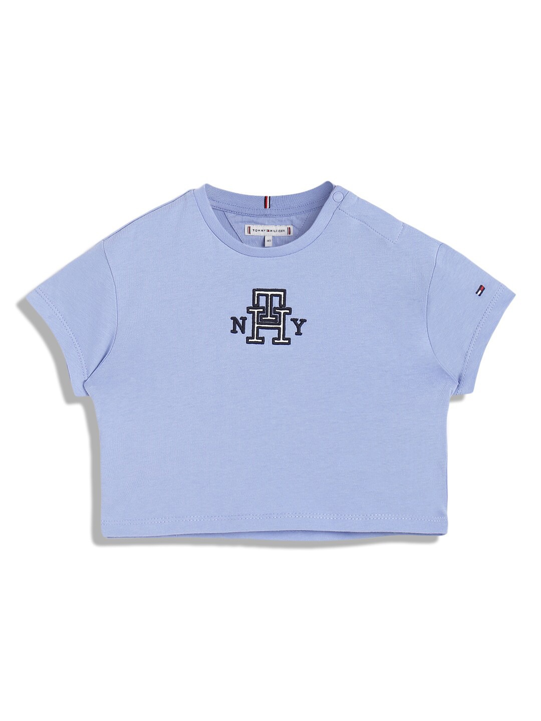 

Tommy Hilfiger Girls Round Neck Regular Fit Pure Cotton T-shirt, Blue