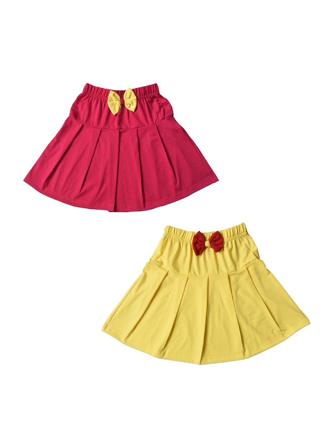 

POMY & JINNY Girls Pack of 2 Pure Cotton Flared Mini Skirts, Yellow