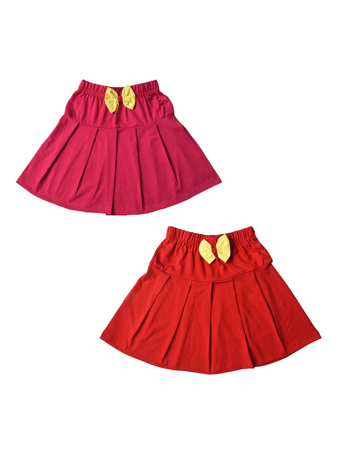 

POMY & JINNY Girls Pack Of 2 Girls Pure Cotton Pleated Flared Mini Skirt, Red