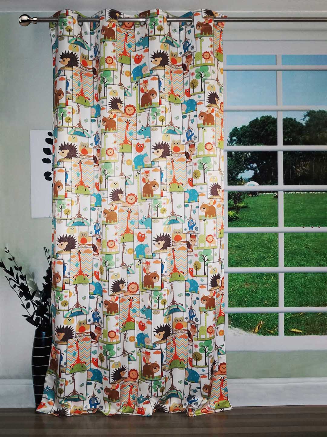 

Lushomes White & Red Quirky Black Out Door Curtain