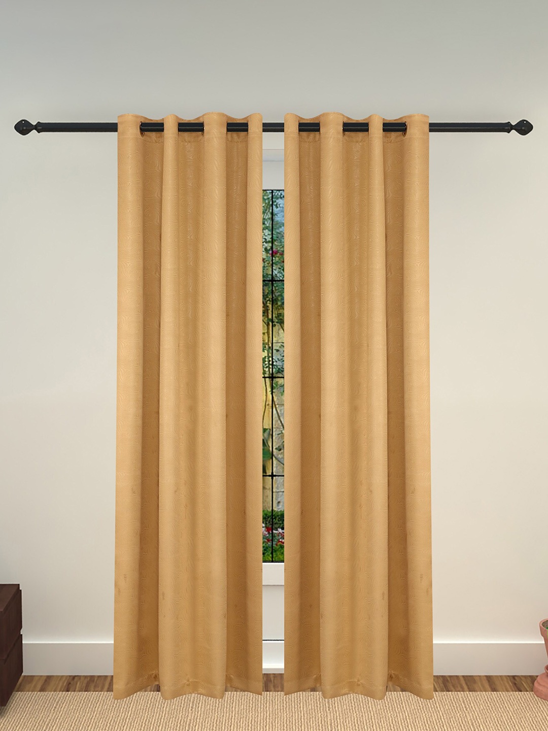 

Lushomes Beige Black Out Door Curtain