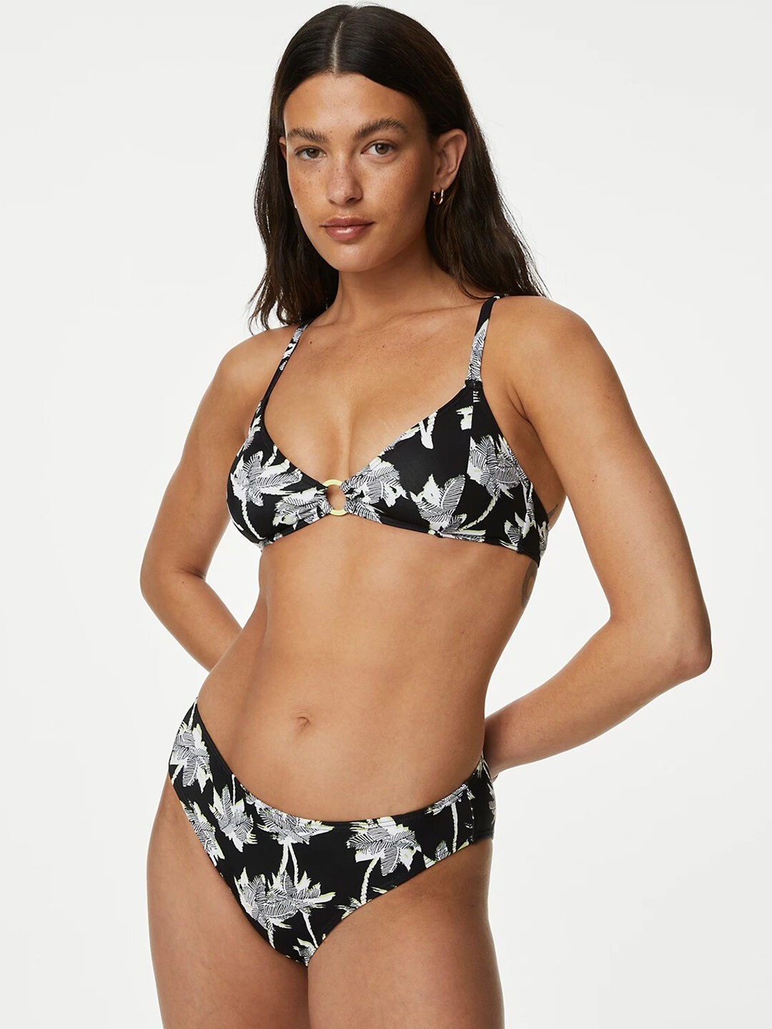 

Marks & Spencer Floral Printed Swim Bottoms, Black