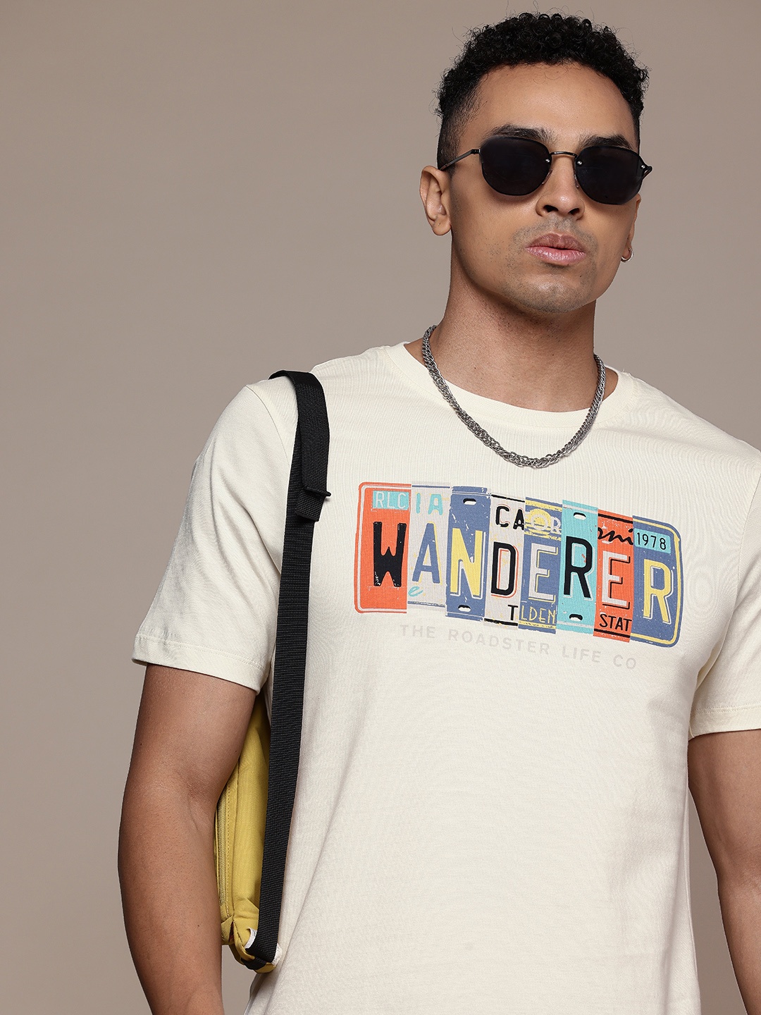 

The Roadster Life Co. Typography Pure Cotton T-shirt, Cream