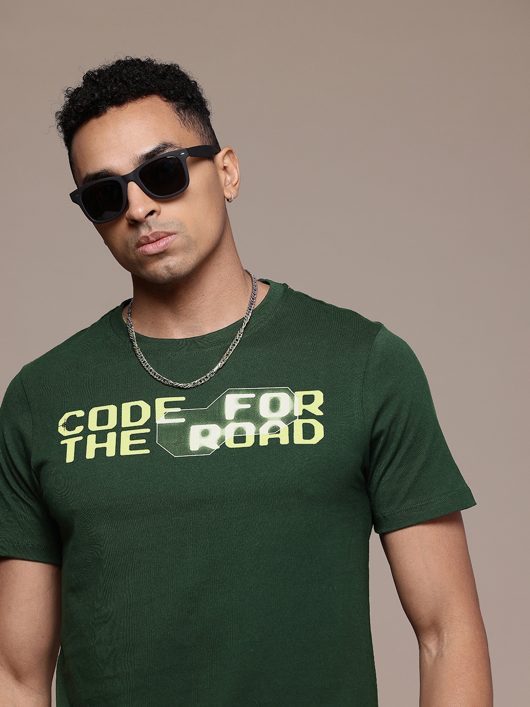 

The Roadster Life Co. Typography Printed Pure Cotton T-shirt, Green