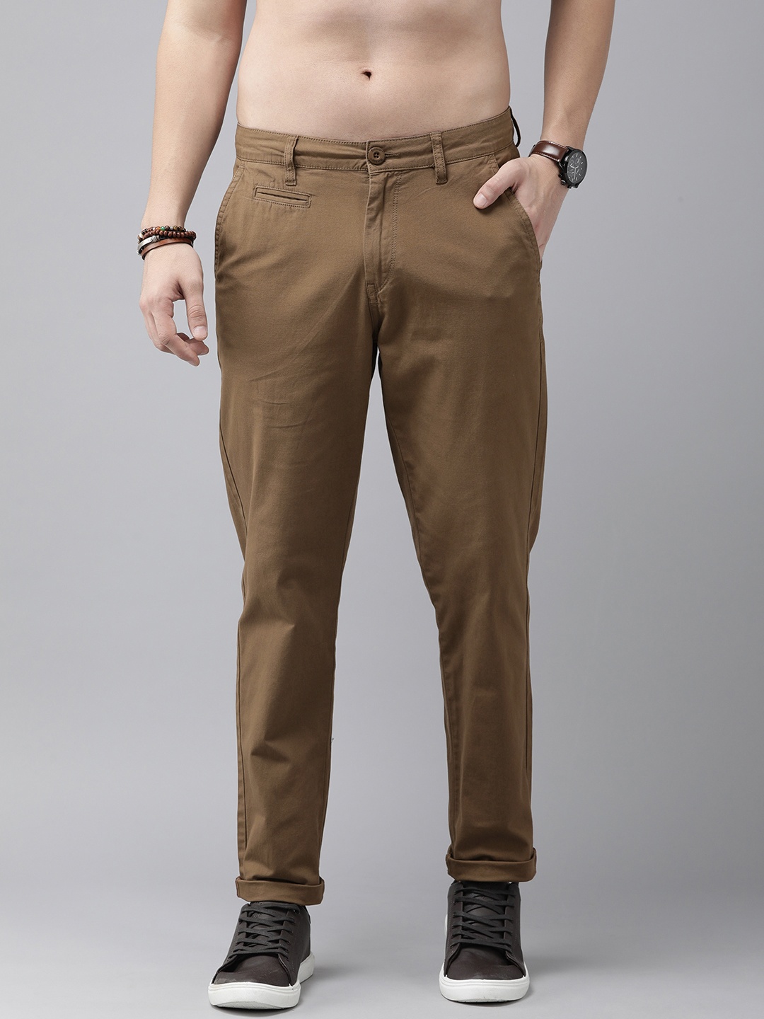 

The Roadster Life Co. Men Chinos Trousers, Khaki