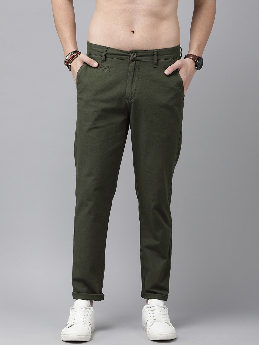 

The Roadster Life Co. Men Chinos Trousers, Olive