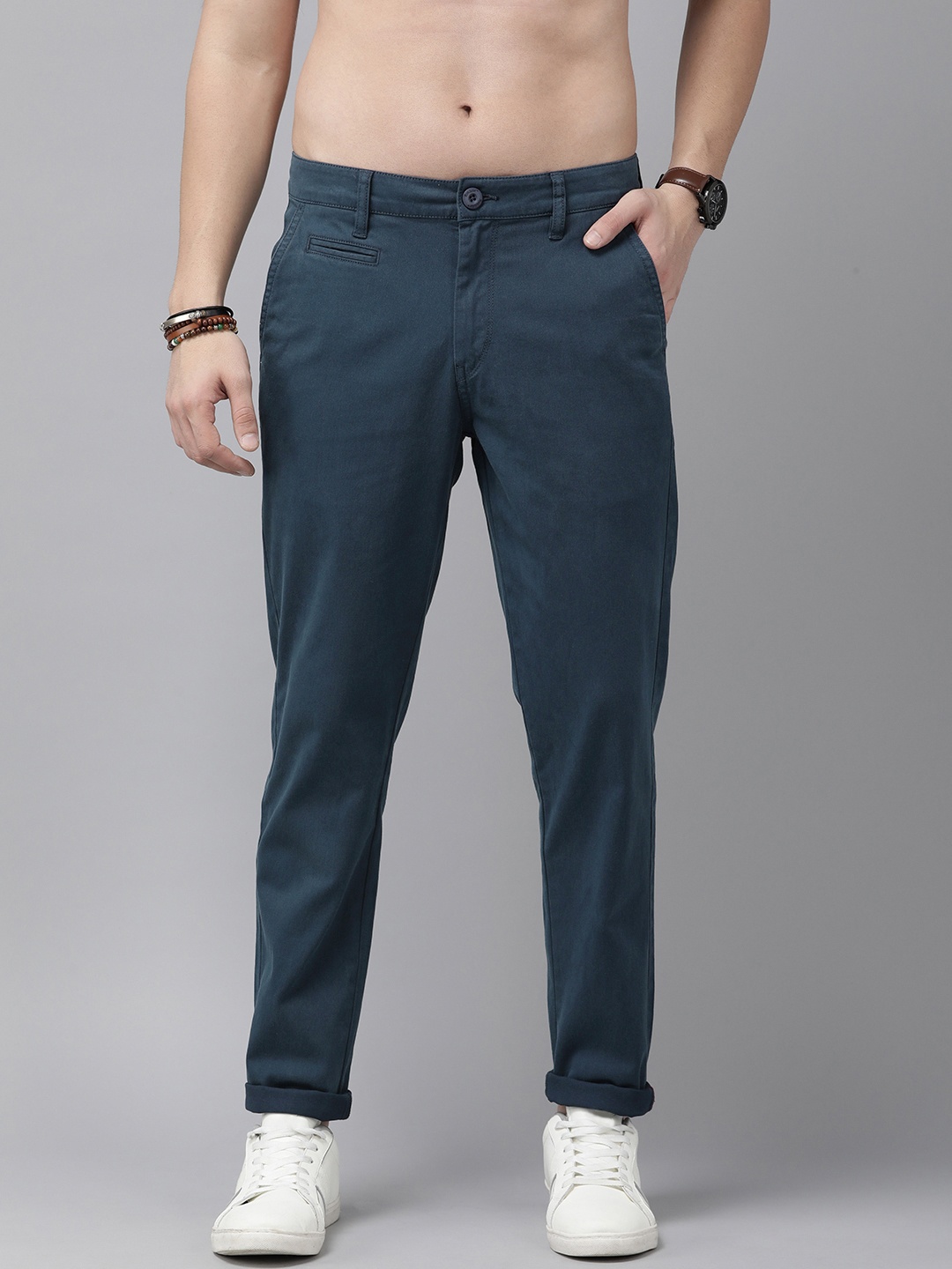 

The Roadster Life Co. Men Chinos Trousers, Blue