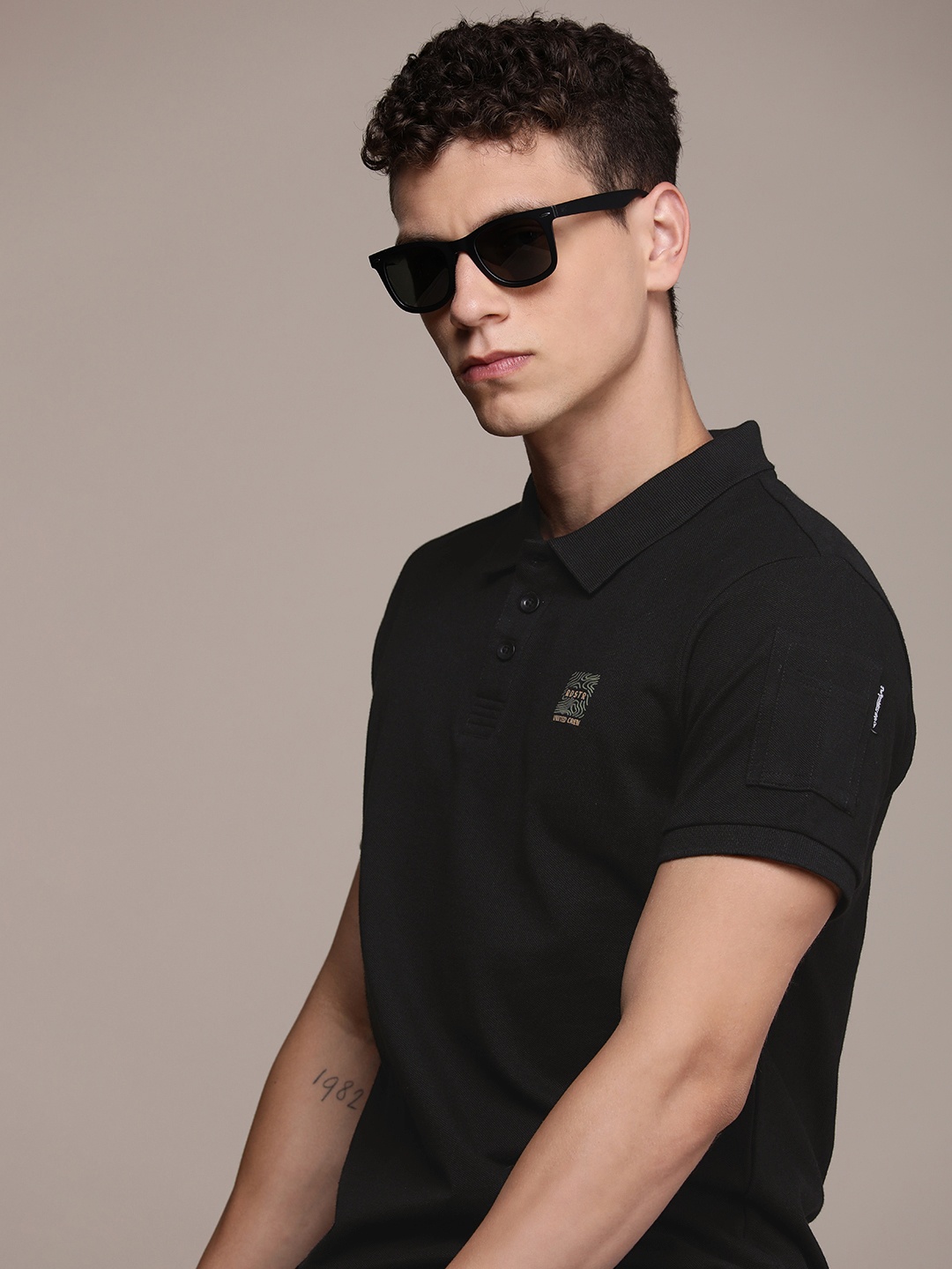 

The Roadster Life Co. Polo Collar Pure Cotton T-shirt, Black