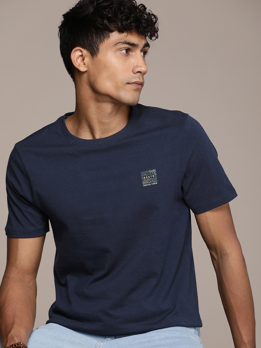 

The Roadster Life Co. Pure Cotton T-shirt, Navy blue