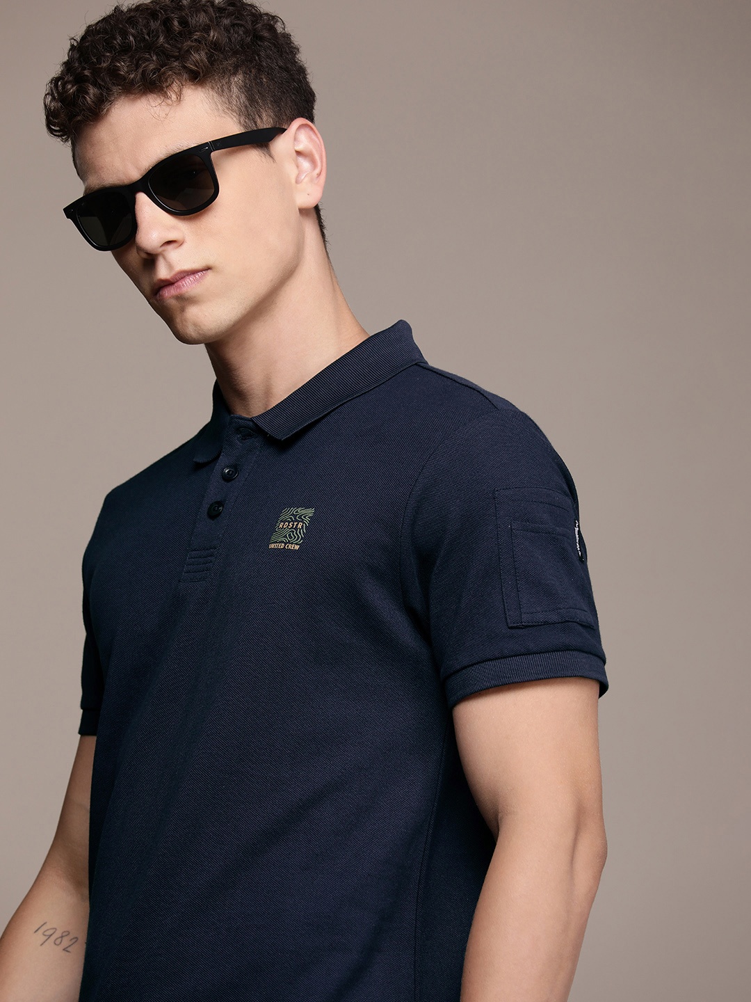 

The Roadster Life Co. Polo Collar Pure Cotton T-shirt, Navy blue