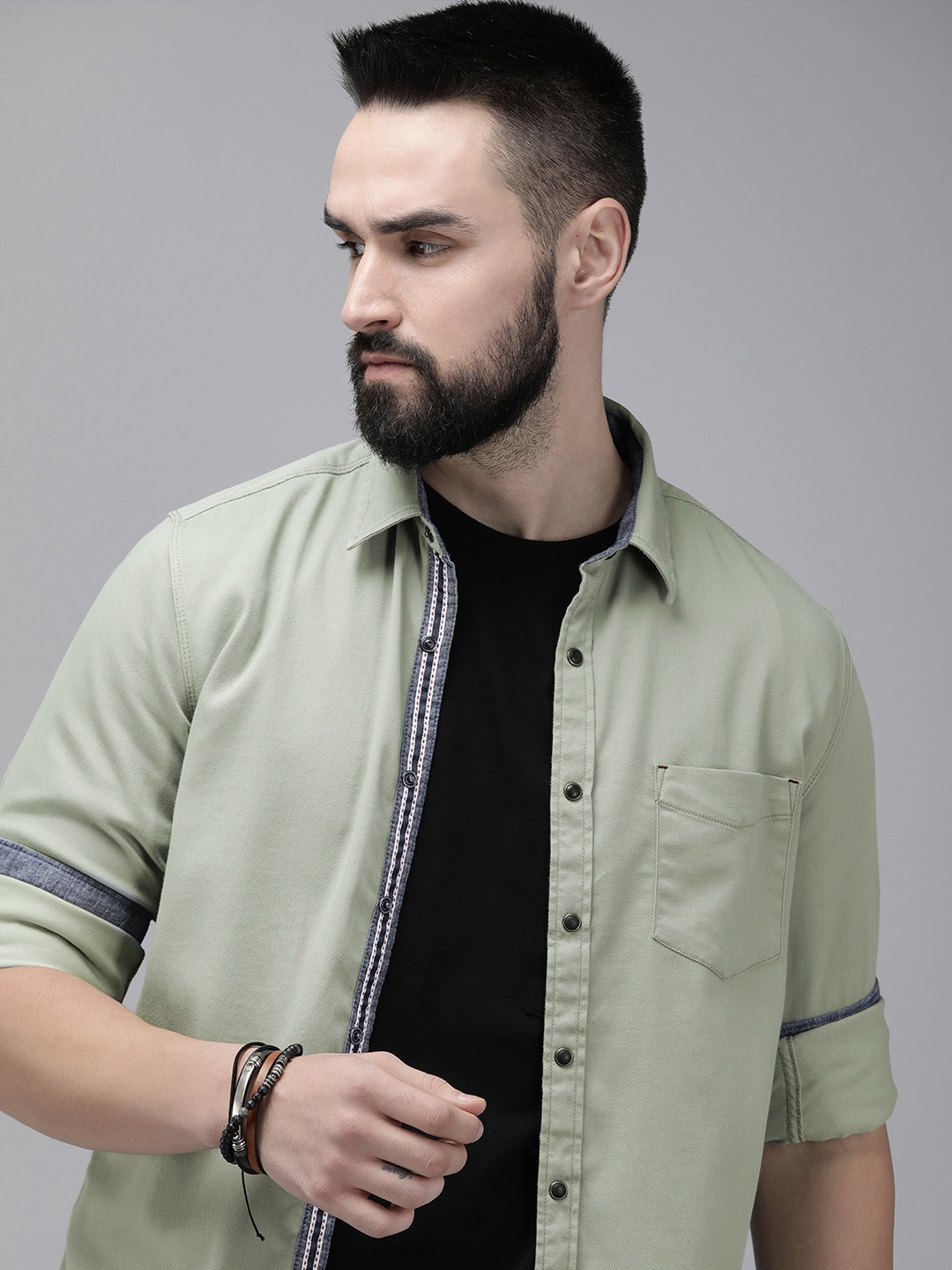 

The Roadster Life Co. Spread Collar Casual Shirt, Olive