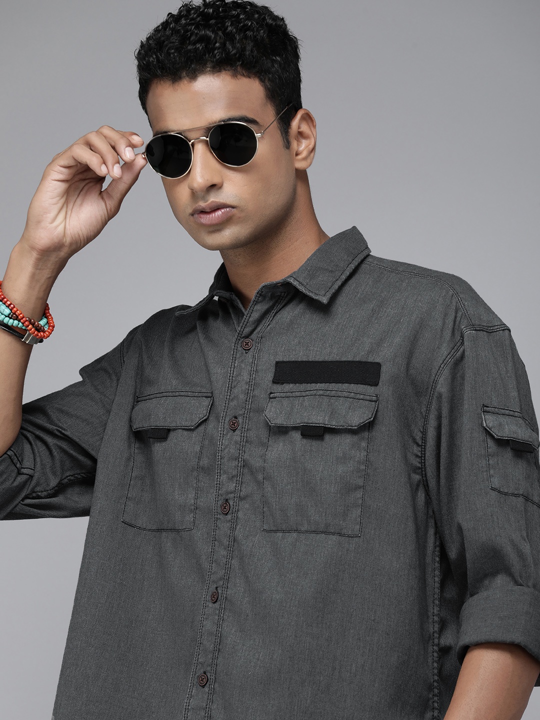 

The Roadster Life Co. Relaxed Fit Casual Shirt, Charcoal