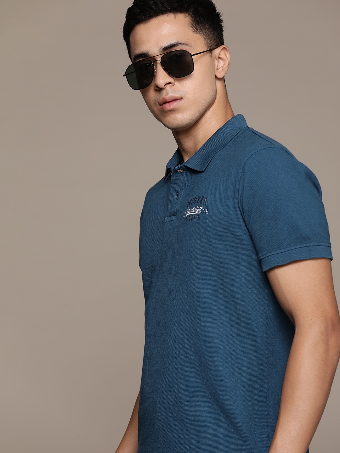 

The Roadster Lifestyle Co. Polo Collar Pure Cotton T-shirt, Teal