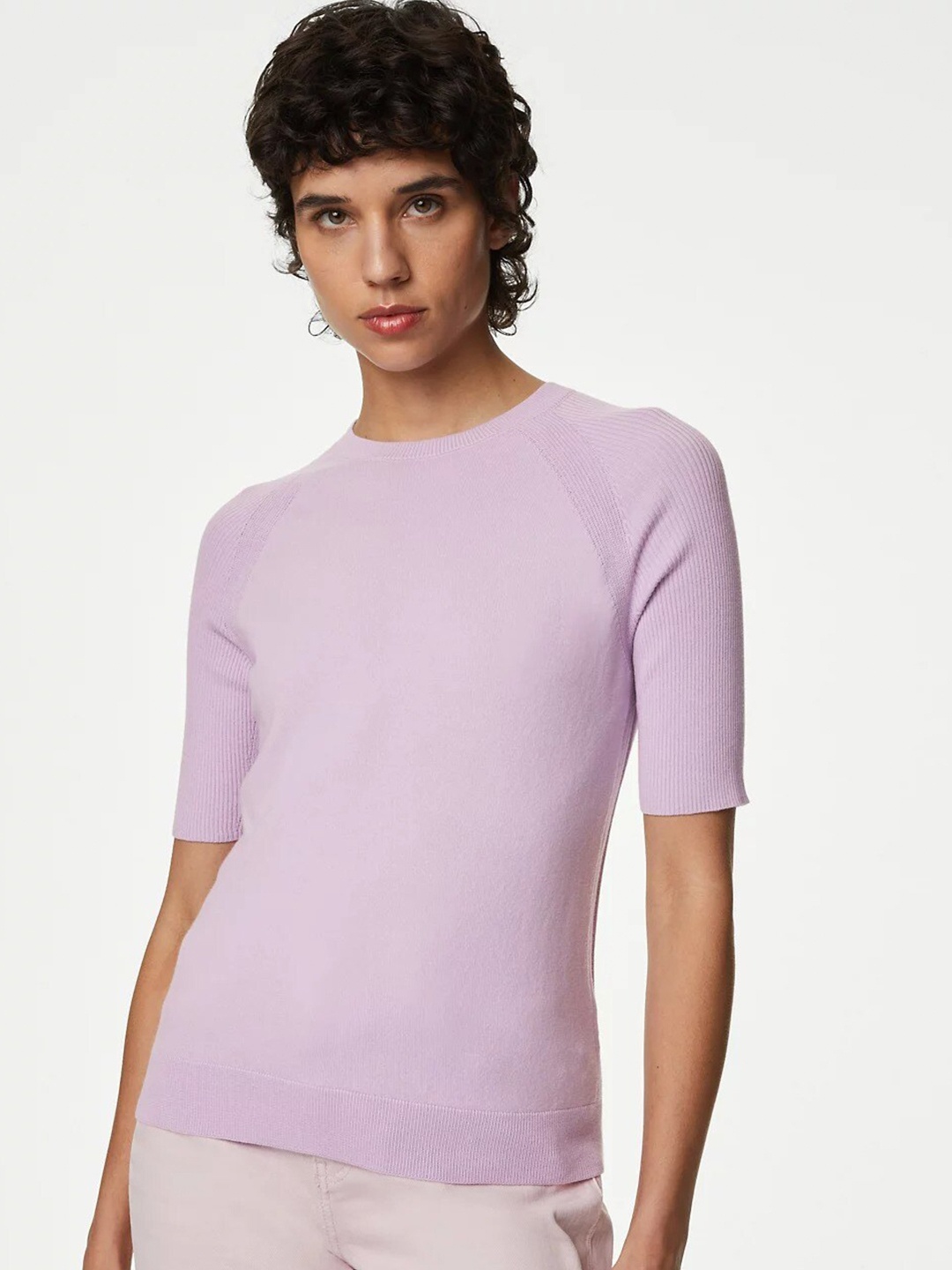 

Marks & Spencer Round Neck Short Sleeve Top, Purple