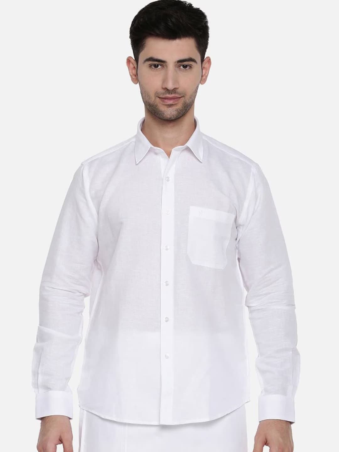 

Ramraj Spread Collar Pure Cotton Regular Fit Casual Shirt, White