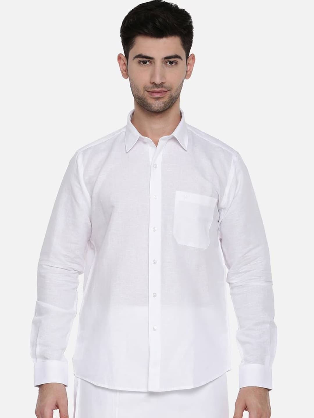 

Ramraj Spread Collar Pure Cotton Regular Fit Casual Shirt, White